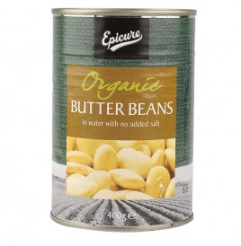 Epicure Organic Butter Beans, In Water With No Added Salt  Tin  400 grams